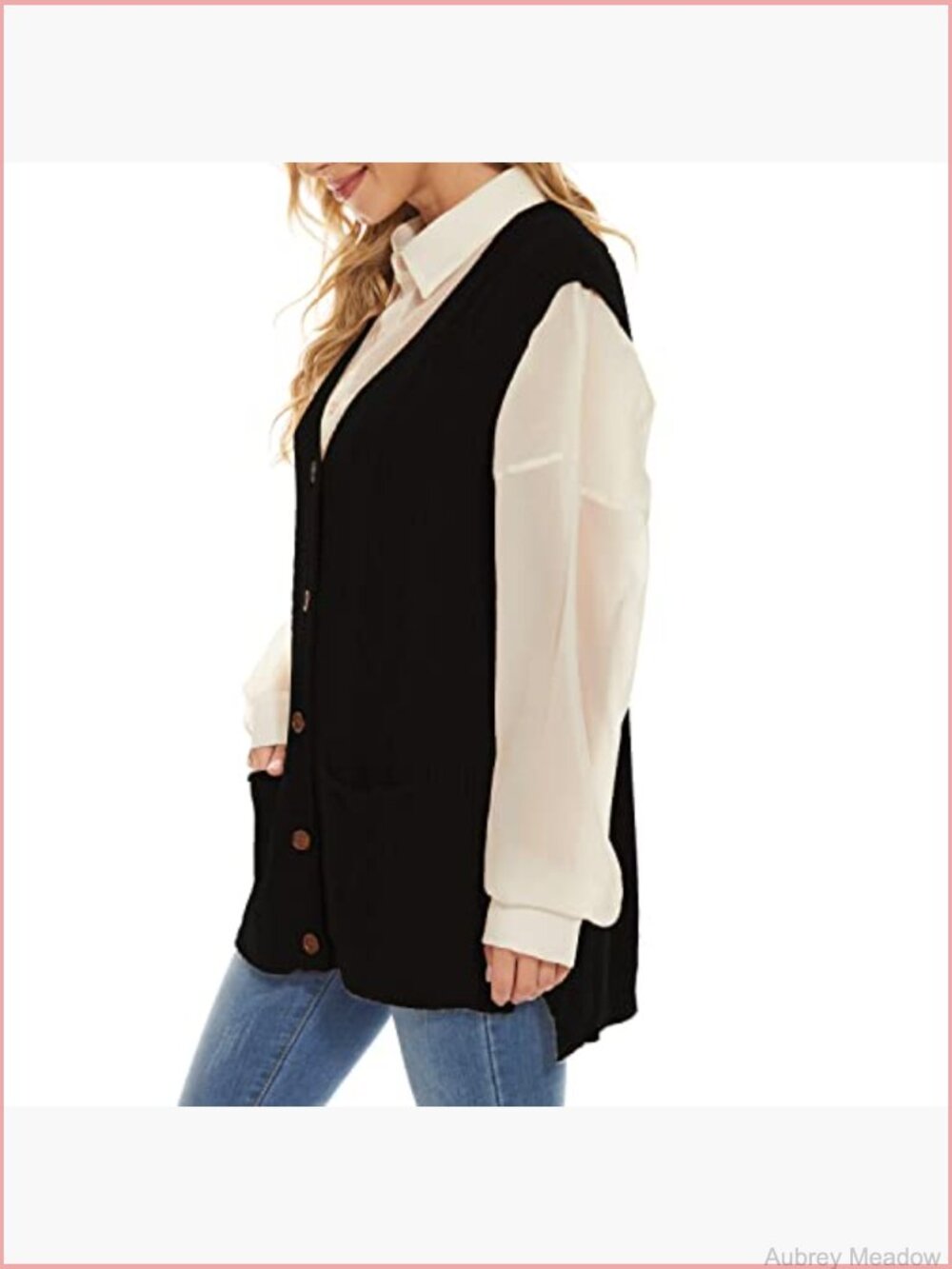 Women's Cable Knit Sleeveless Cardigan Vest Button Down Oversized - Picture 4 of 7